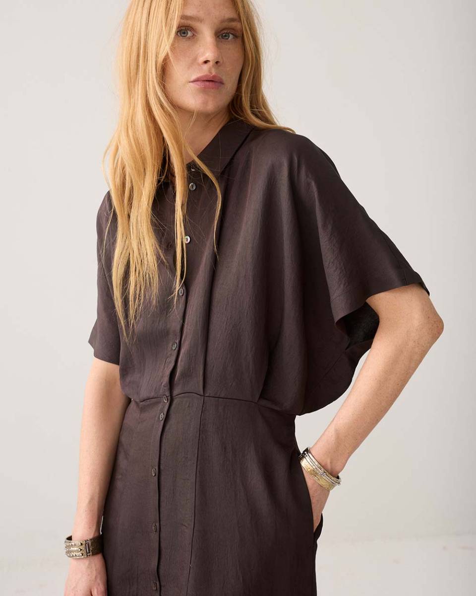 Dress button down light twill dark chocolat Summum - Afbeelding 2