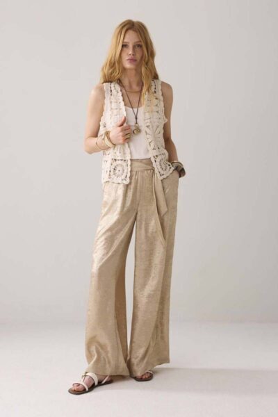 Gilet flower crochet knit ivory Summum