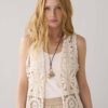 Gilet flower crochet knit ivory Summum
