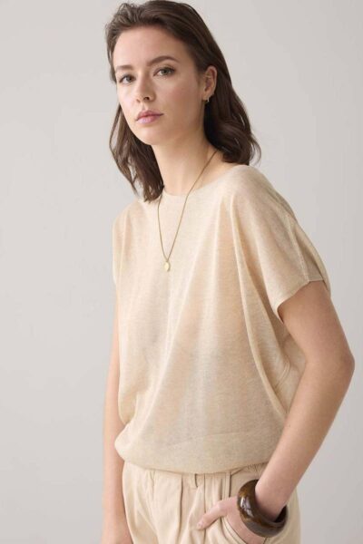 Sleeveless top rifened viscose sesame Summum
