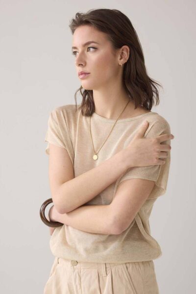 Sleeveless top rifened viscose sesame Summum