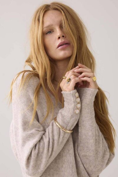 Oversized sweater wool blend knit ash Summum