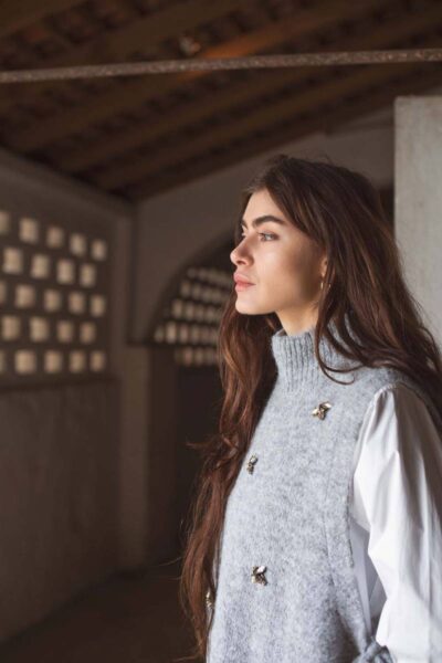 Embellished spencer cozy mel.knit mist Summum
