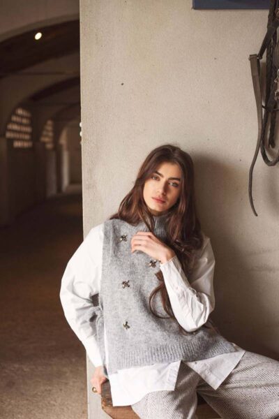 Embellished spencer cozy mel.knit mist Summum