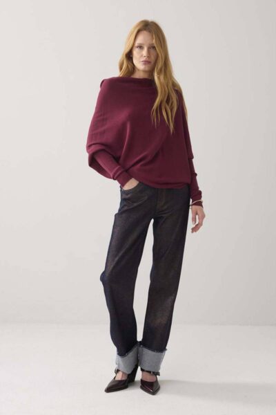 Sweater viscose blend knit merlot Summum Woman
