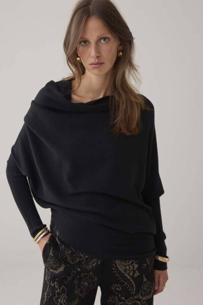 Sweater viscose blend knit black Summum Woman