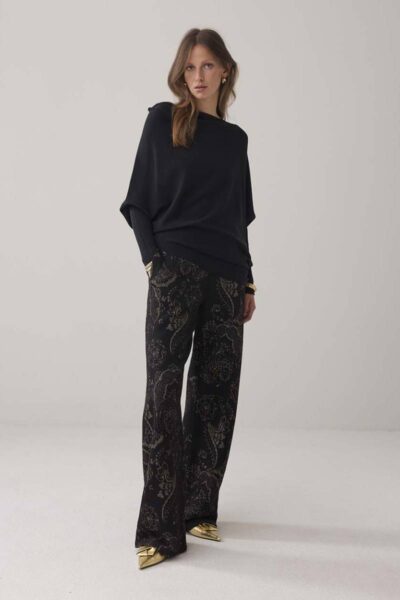 Sweater viscose blend knit black Summum Woman