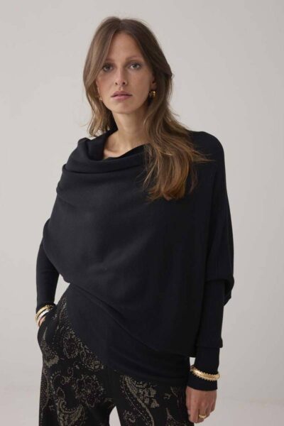 Sweater viscose blend knit black Summum Woman