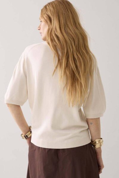 Top short sleeve soft knit ivory Summum