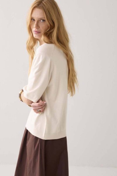 Top short sleeve soft knit ivory Summum