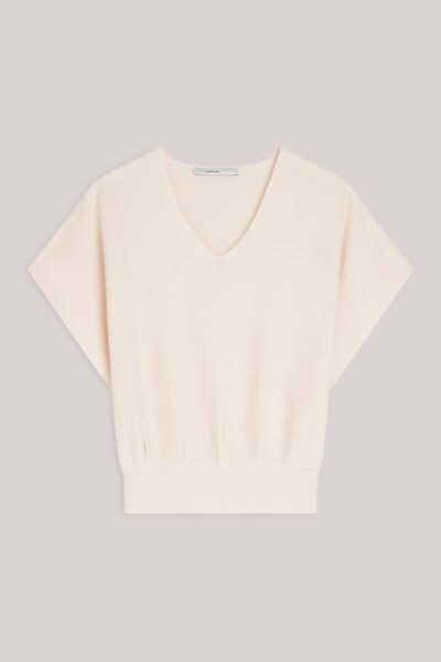V-neck sweater viscose blend knit ivory Summum