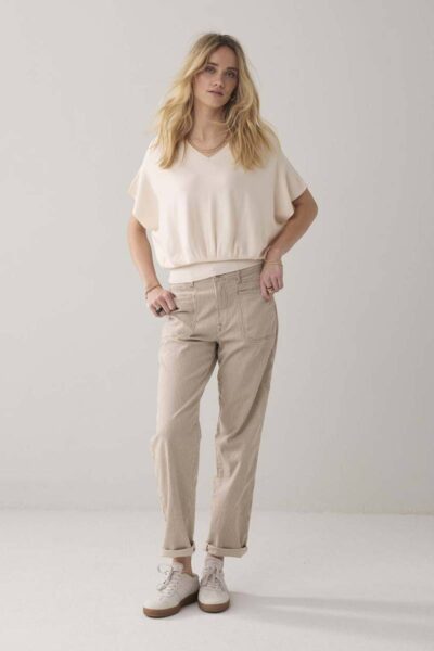 V-neck sweater viscose blend knit ivory Summum