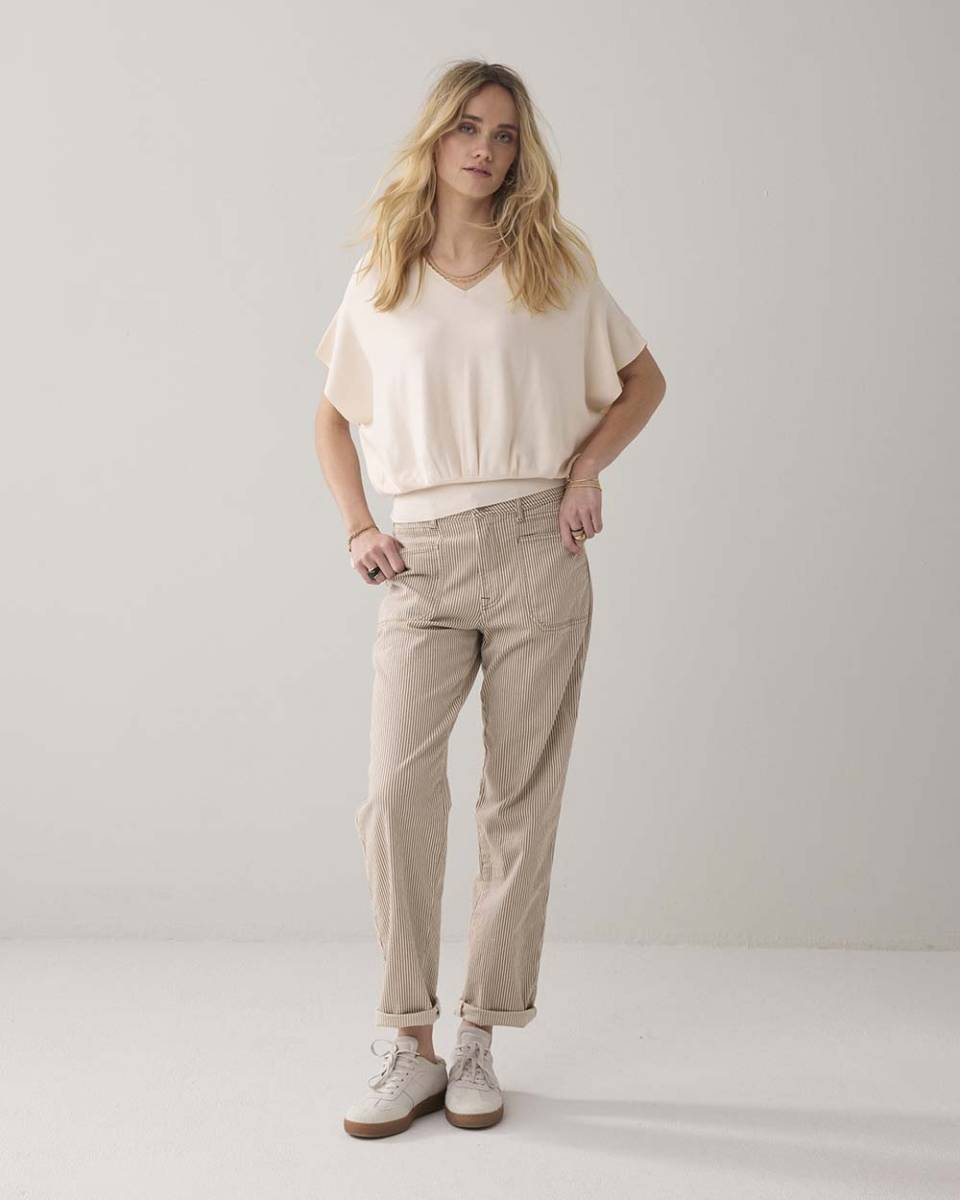 V-neck sweater viscose blend knit ivory Summum - Afbeelding 4