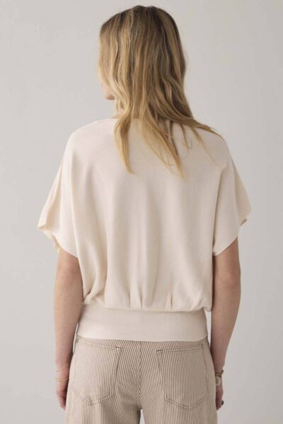 V-neck sweater viscose blend knit ivory Summum