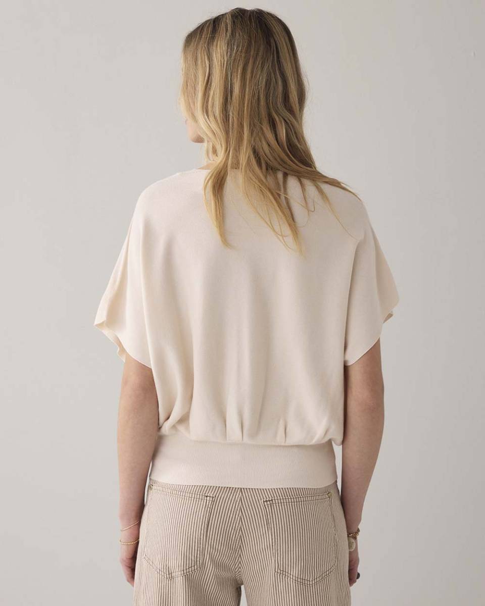 V-neck sweater viscose blend knit ivory Summum - Afbeelding 3