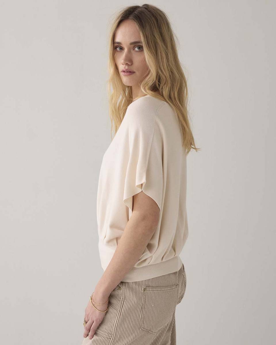 V-neck sweater viscose blend knit ivory Summum - Afbeelding 2