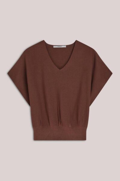 V-neck sweater viscose blend knit coffee Summum