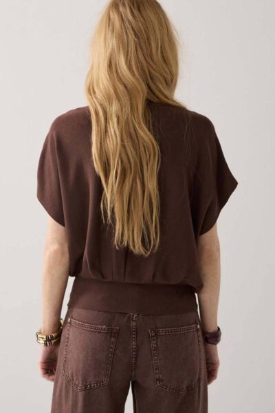 V-neck sweater viscose blend knit coffee Summum