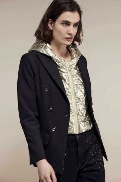 Hooded mock collar gold Summum Woman