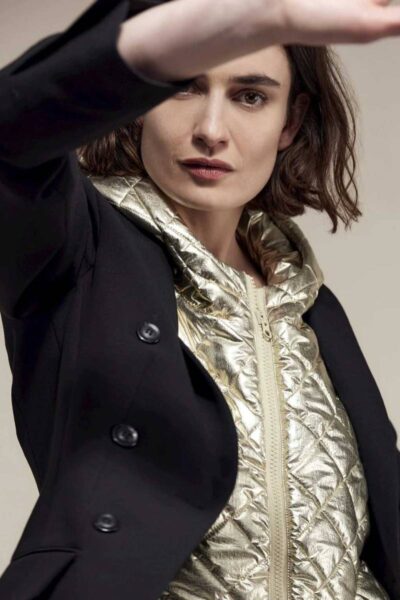 Hooded mock collar gold Summum Woman
