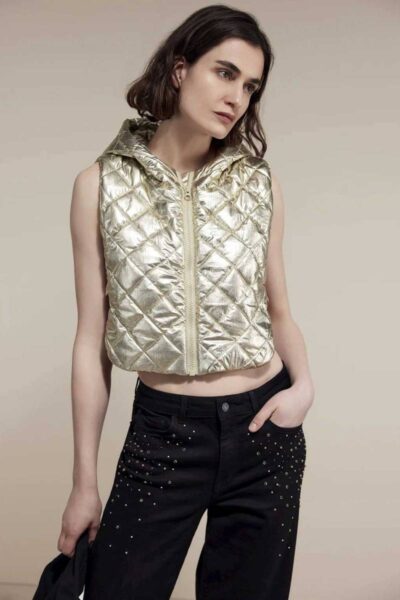Hooded mock collar gold Summum Woman