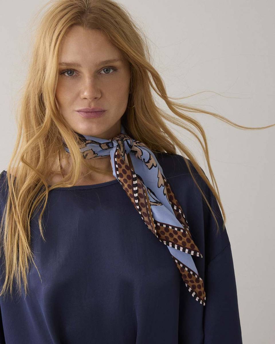 Scarf satin small soft blue Summum - Afbeelding 2