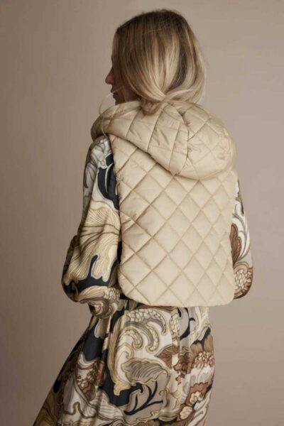 Hooded mock collar puff warm sand Summum Woman