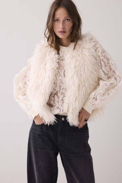 Gilet faux fur ivory Summum