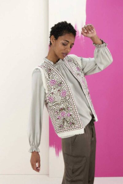 Gilet embroidered velours multi Summum Woman