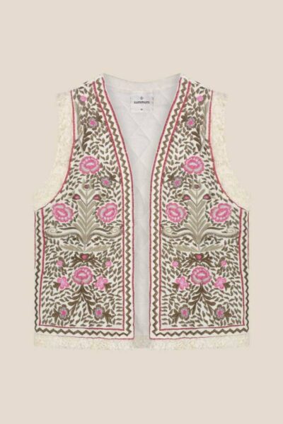 Gilet embroidered velours multi Summum Woman