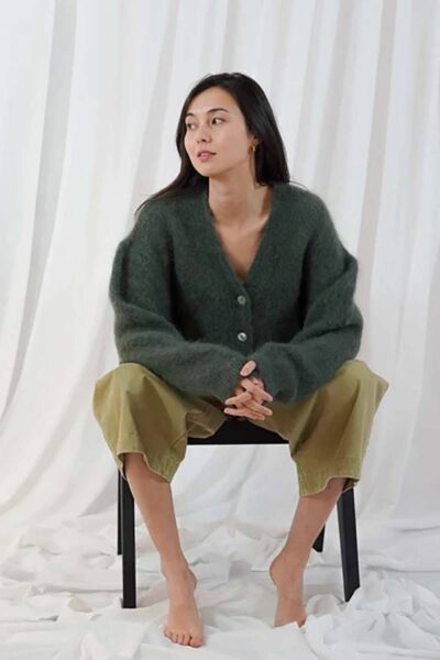 Malia bottoned v-neck cardigan military TWNS