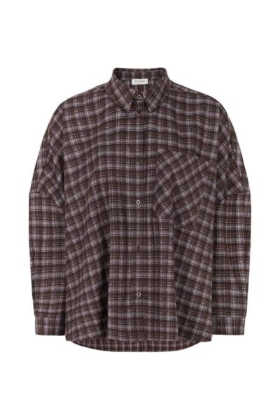 Dina oversize shirt blue/brown check TOODAY