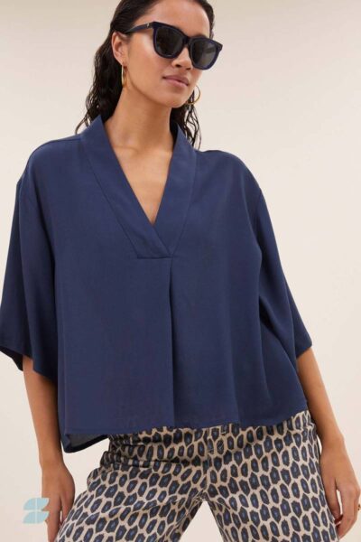 Owen viscose blouse winter blue By-Bar Amsterdam