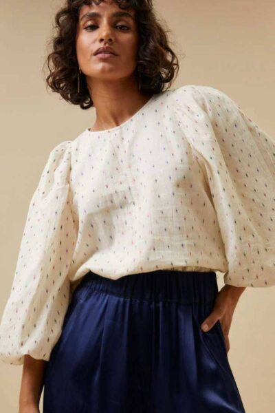 Zasu coloured lurex blouse off white By- Bar