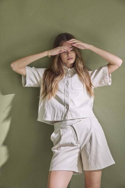 Gitt pleat shorts bone Co’Couture