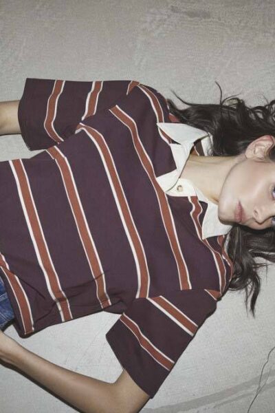 Augusta stripe polo tee winered Co’Couture
