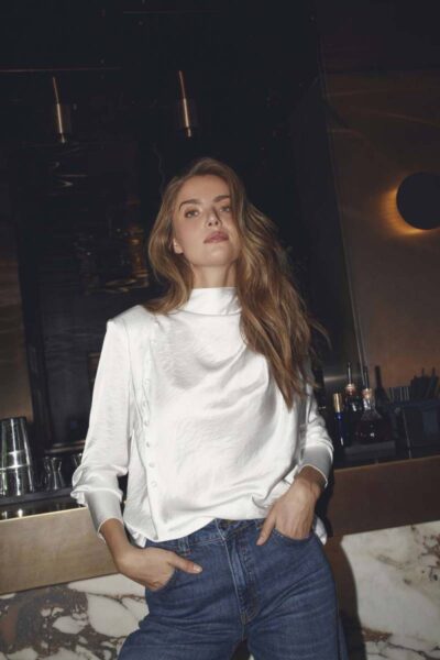 Helen button blouse white Co’Couture