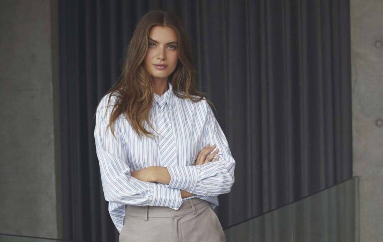 Devin stripe tie shirt blue Co'Couture