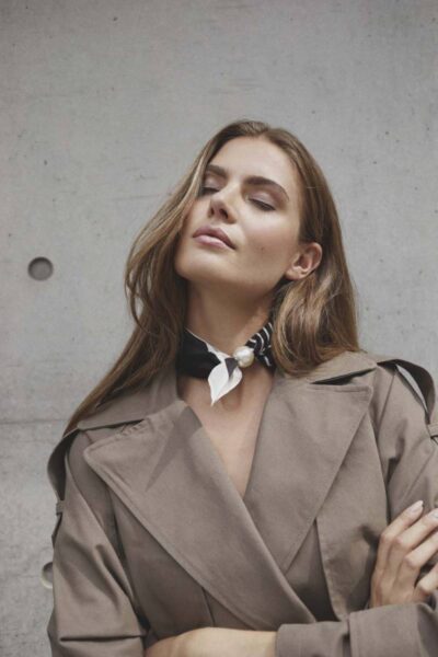 Pearl scarf black stripe Co’Couture