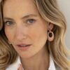 Oorringen met ovale hanger roze Ellen Beekmans