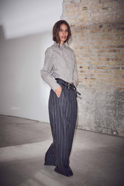 Mimosa check smock shirt grey Haute L’Amitie