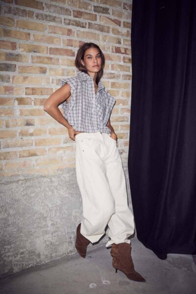 Dinnie ns mini check shirt o-white Haute L’Amitie