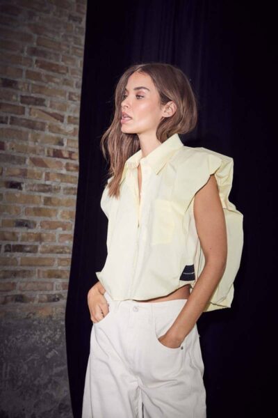 Dinnie ns poplin shirt pale yellow Haute L’Amitie
