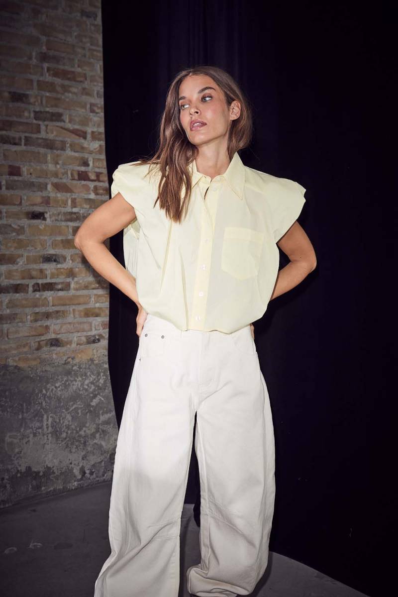 Dinnie ns poplin shirt pale yellow Haute L'Amitie - Afbeelding 3