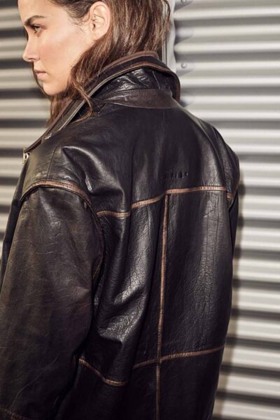 Leather biker wing jacket black Haute L’Amitie