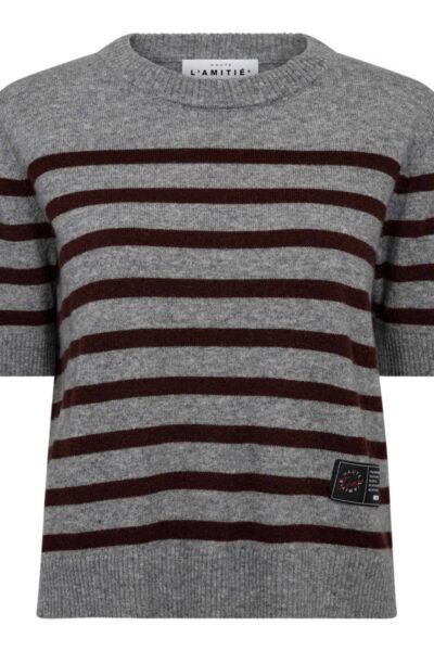 Cash stripe ss o-neck grey/amarone Haute L’Amitie