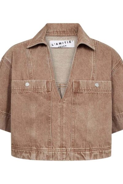 Drew denim top camel Haute L’Amitie