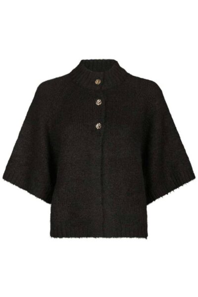 Benuta fluffy knit cardigan dark brown Neo Noir