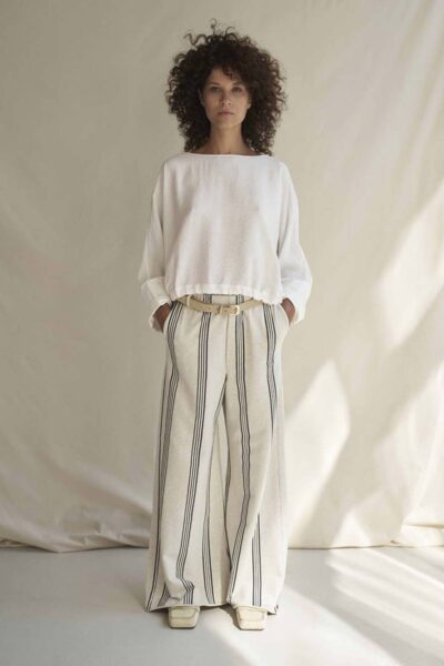 Wide leg jogger stripes soft white melee 10 DAYS