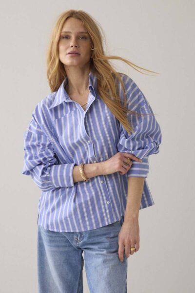 Blouse shirt stripe soft blue Summum